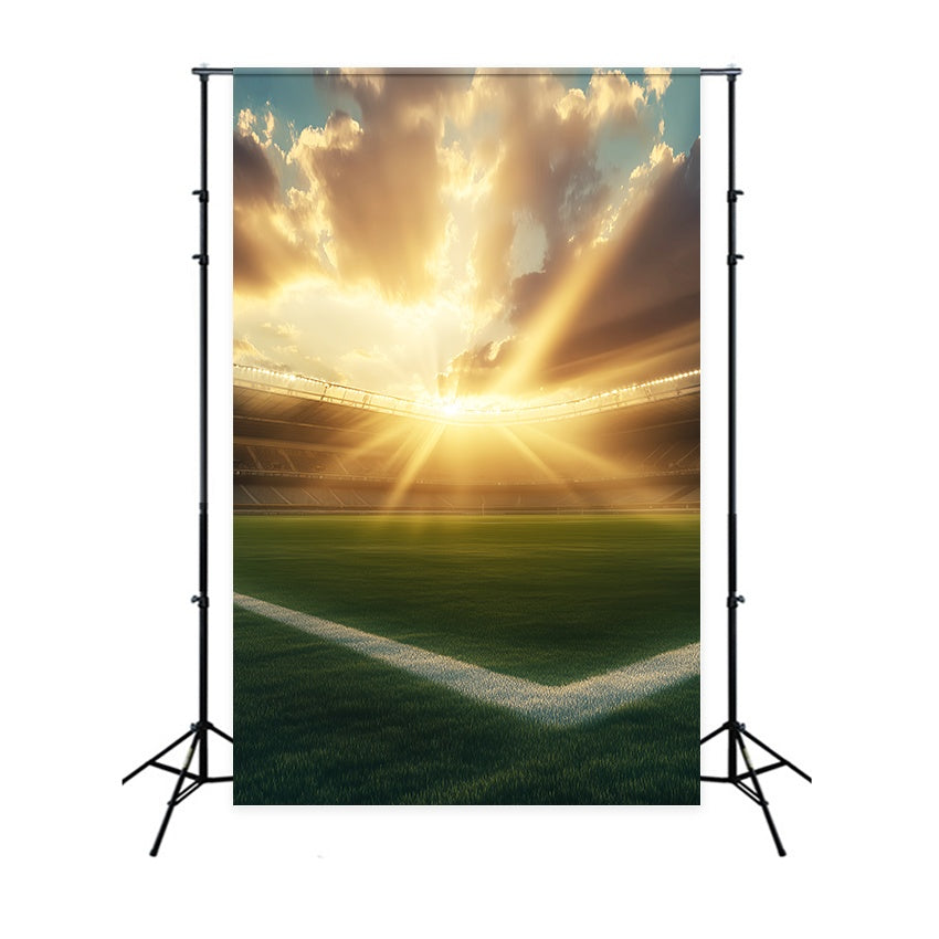 Autumn Backdrops Sunlit Stadium Green Field Sunset Backdrop LXX58-181