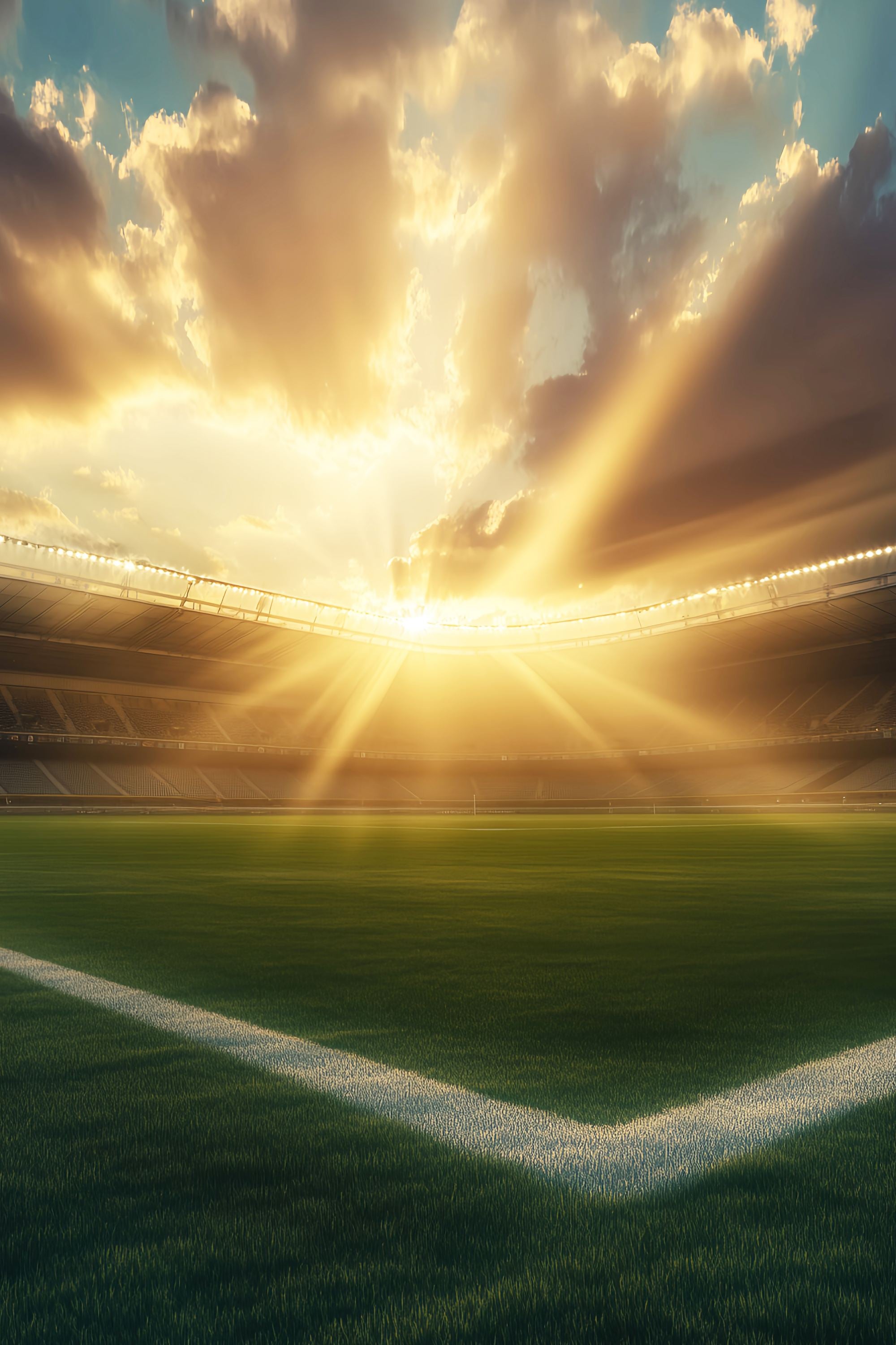 Autumn Backdrops Sunlit Stadium Green Field Sunset Backdrop LXX58-181