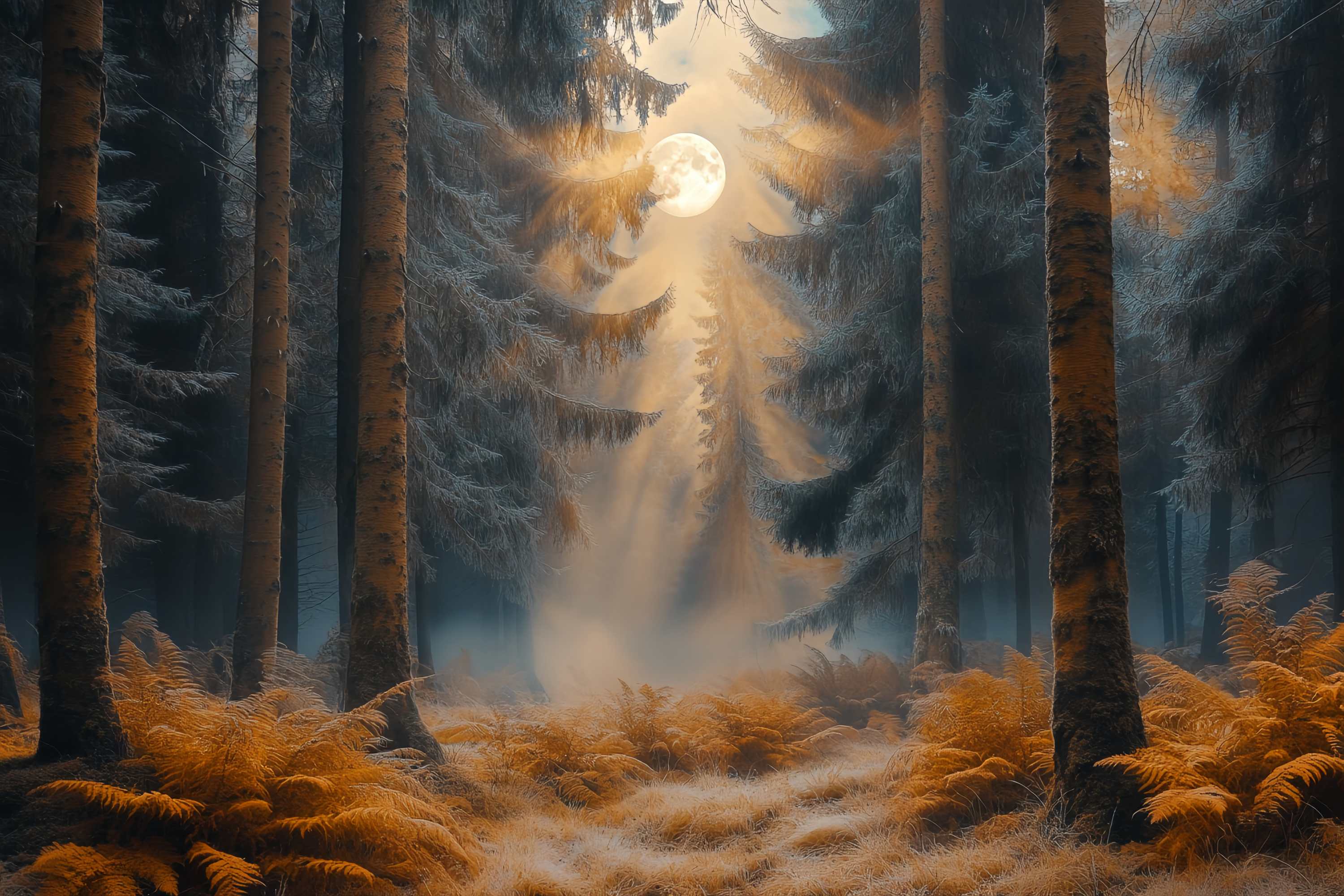 Autumn Backdrop Enchanted Moonlit Autumn Forest Forest Backdrop LXX58-185