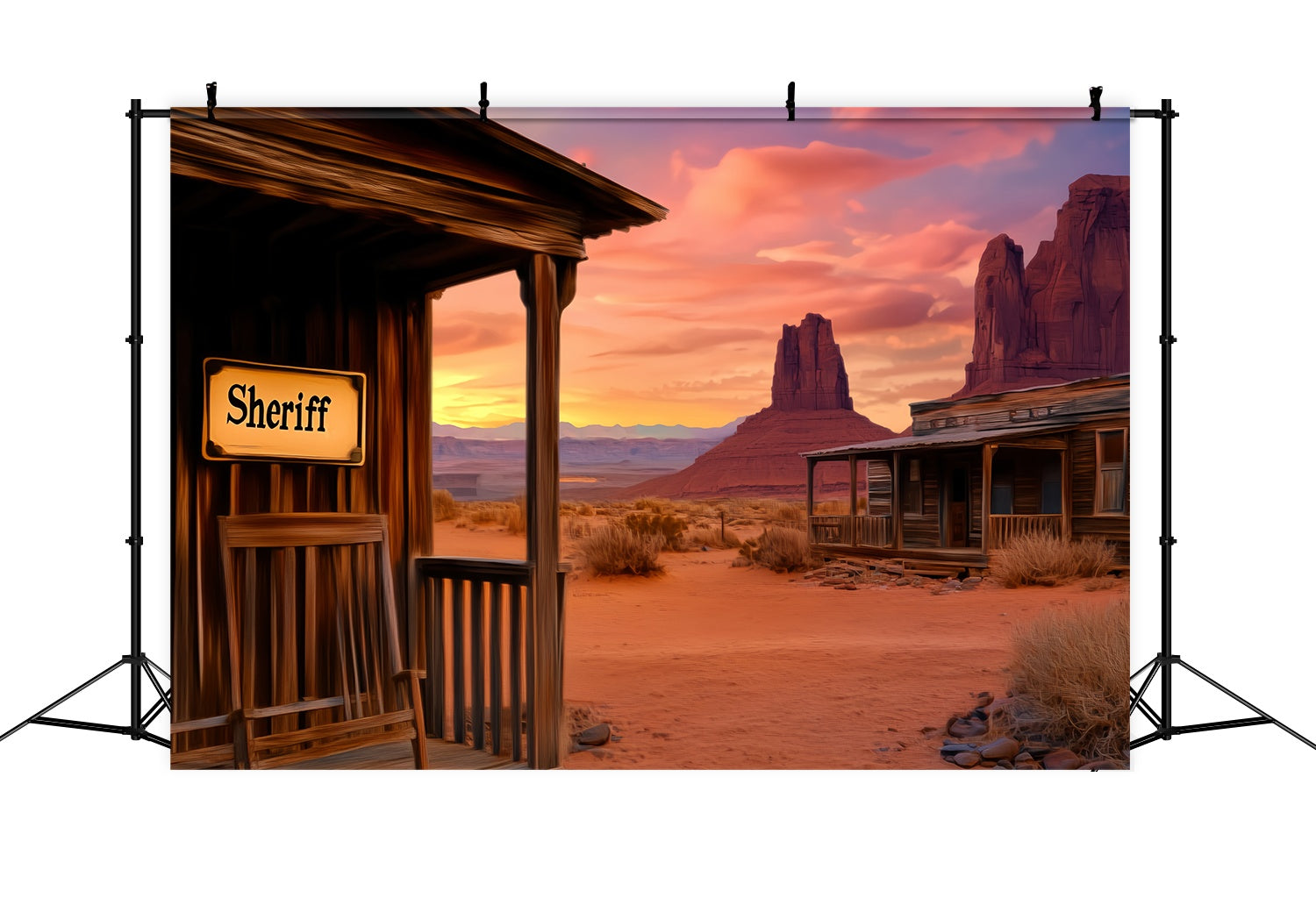 Fall Backdrop Ideas Sheriff Porch Desert Sunset Western Backdrop LXX58-188