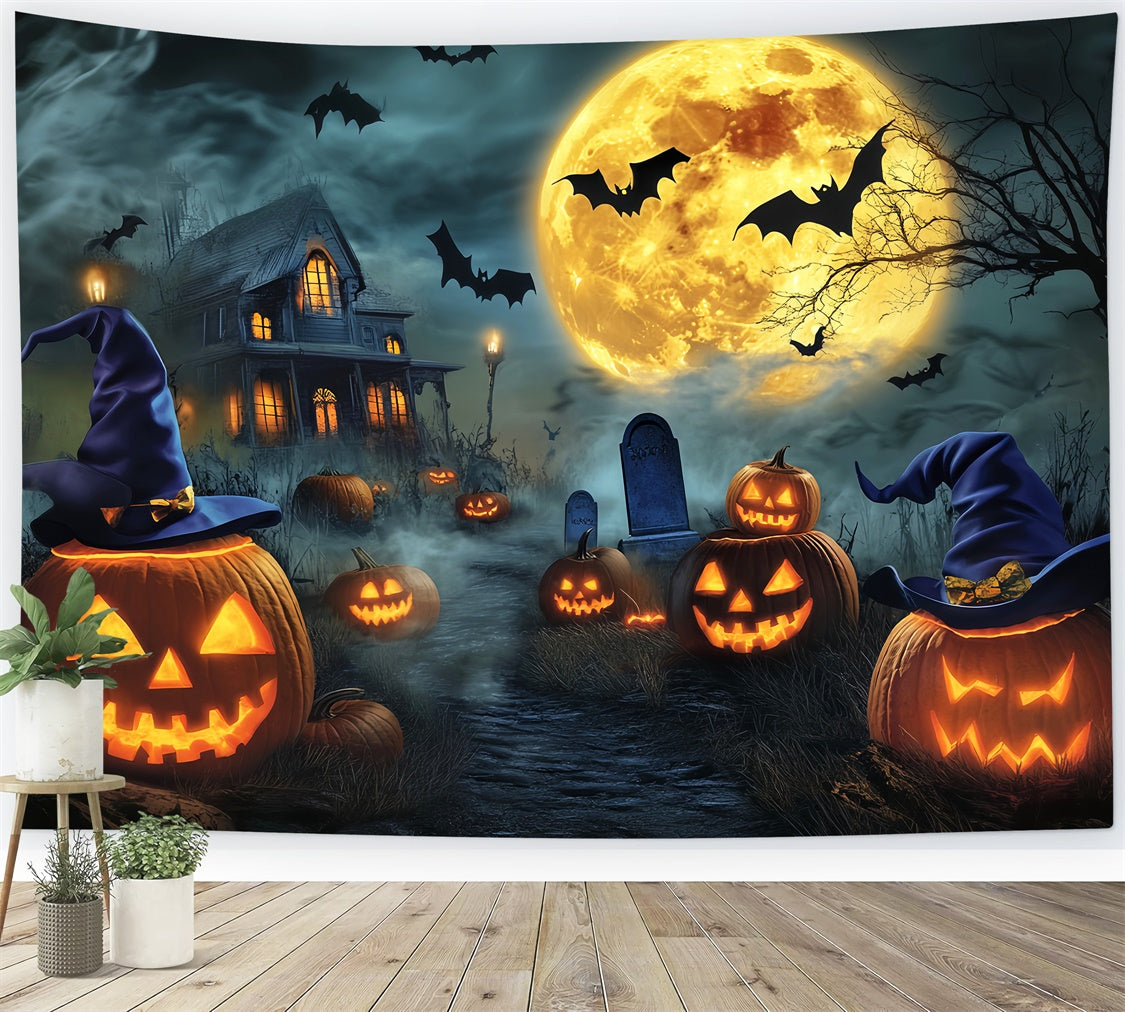 Halloween Photography Backdrop Witch Hat Pumpkin Backdrop LXX58-19