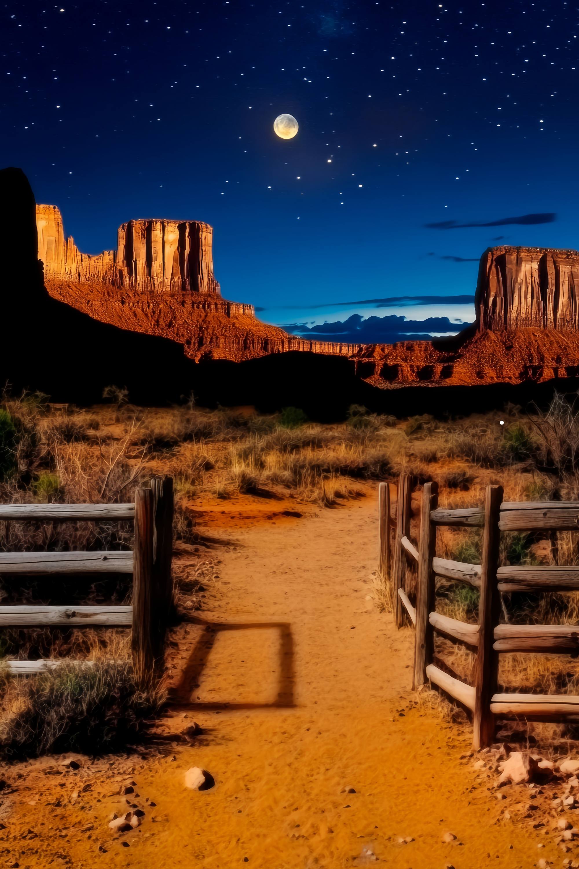 Fall Photography Backdrops Moonlit Desert Canyon View Western Backdrop LXX58-197