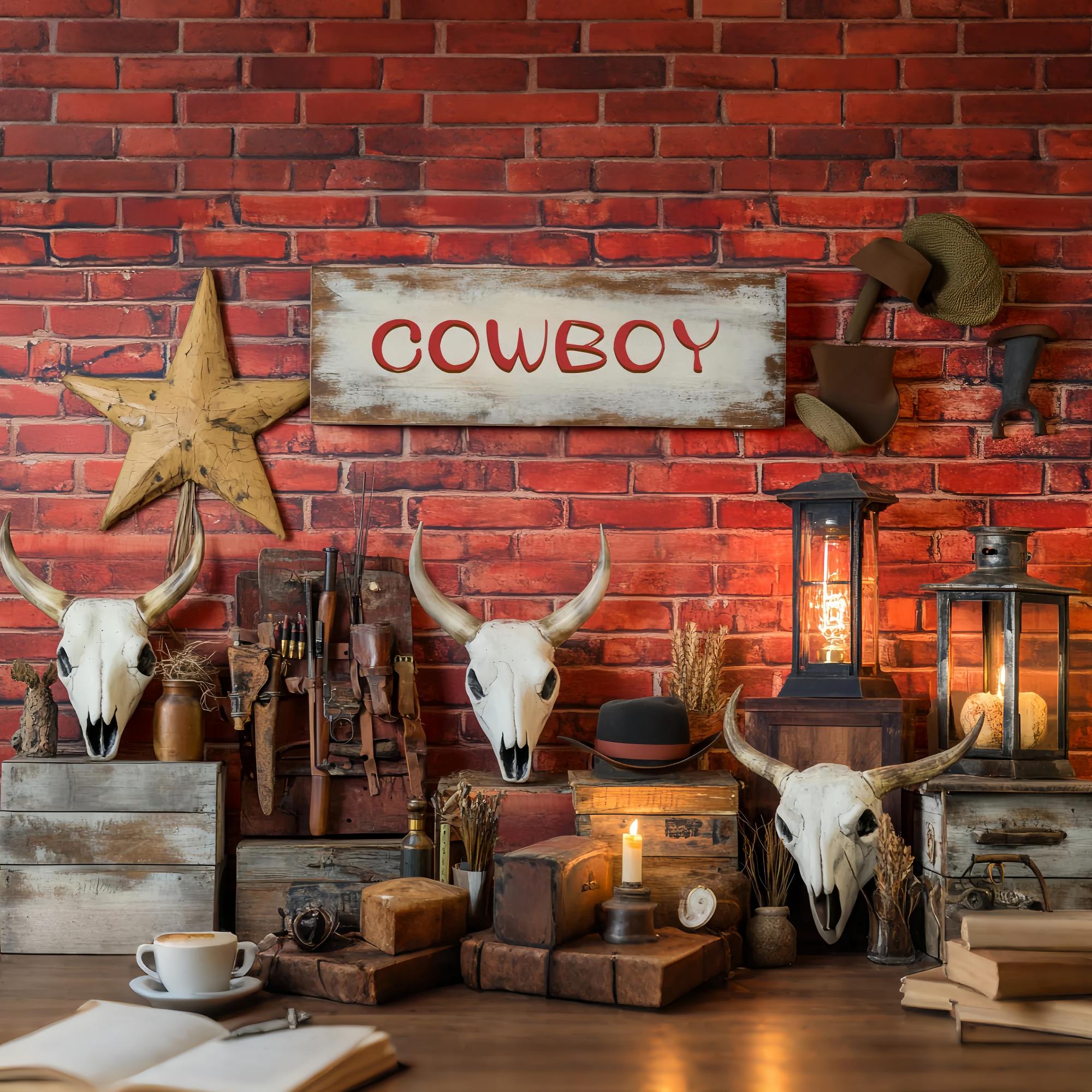 Autumn Photo Backdrop Western Cowboy Gear Display Cowboy Backdrop LXX58-201