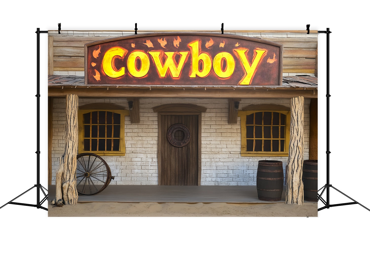 Autumn Photo Backdrop Rustic Cowboy Storefront Display Cowboy Backdrop LXX58-203