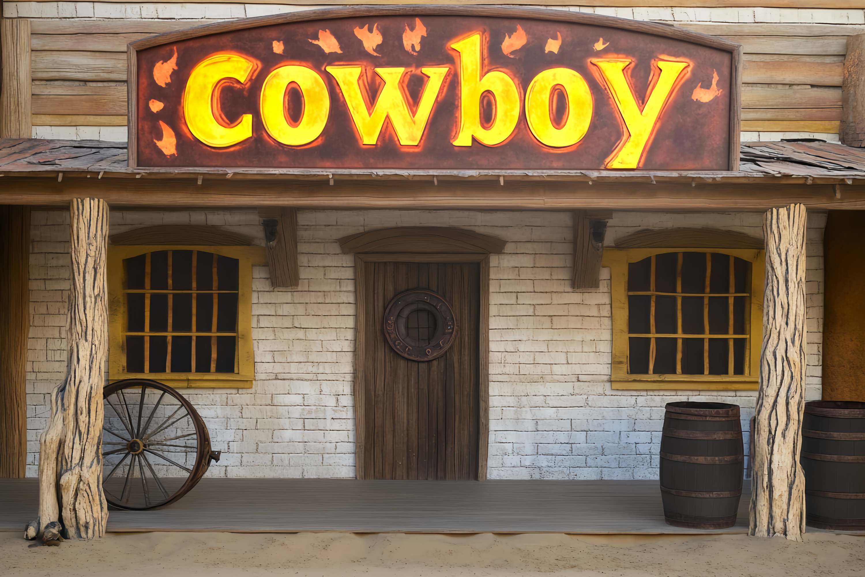 Autumn Photo Backdrop Rustic Cowboy Storefront Display Cowboy Backdrop LXX58-203