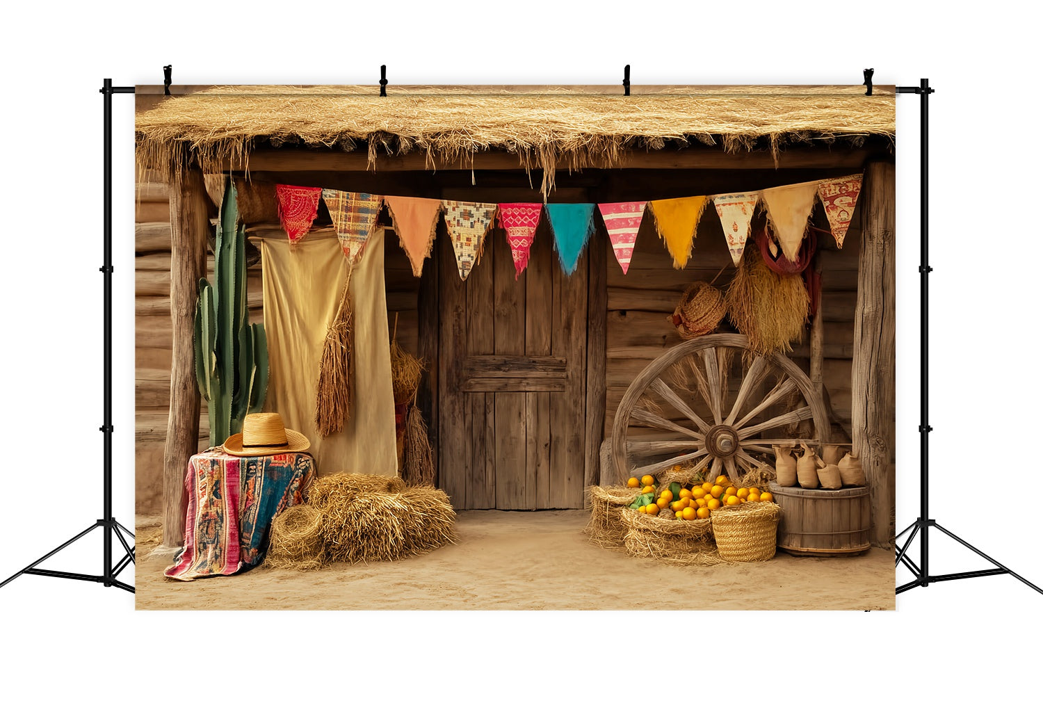 Autumn Photo Backdrop Harvest Shack with Pumpkins Western Backdrop LXX58-205