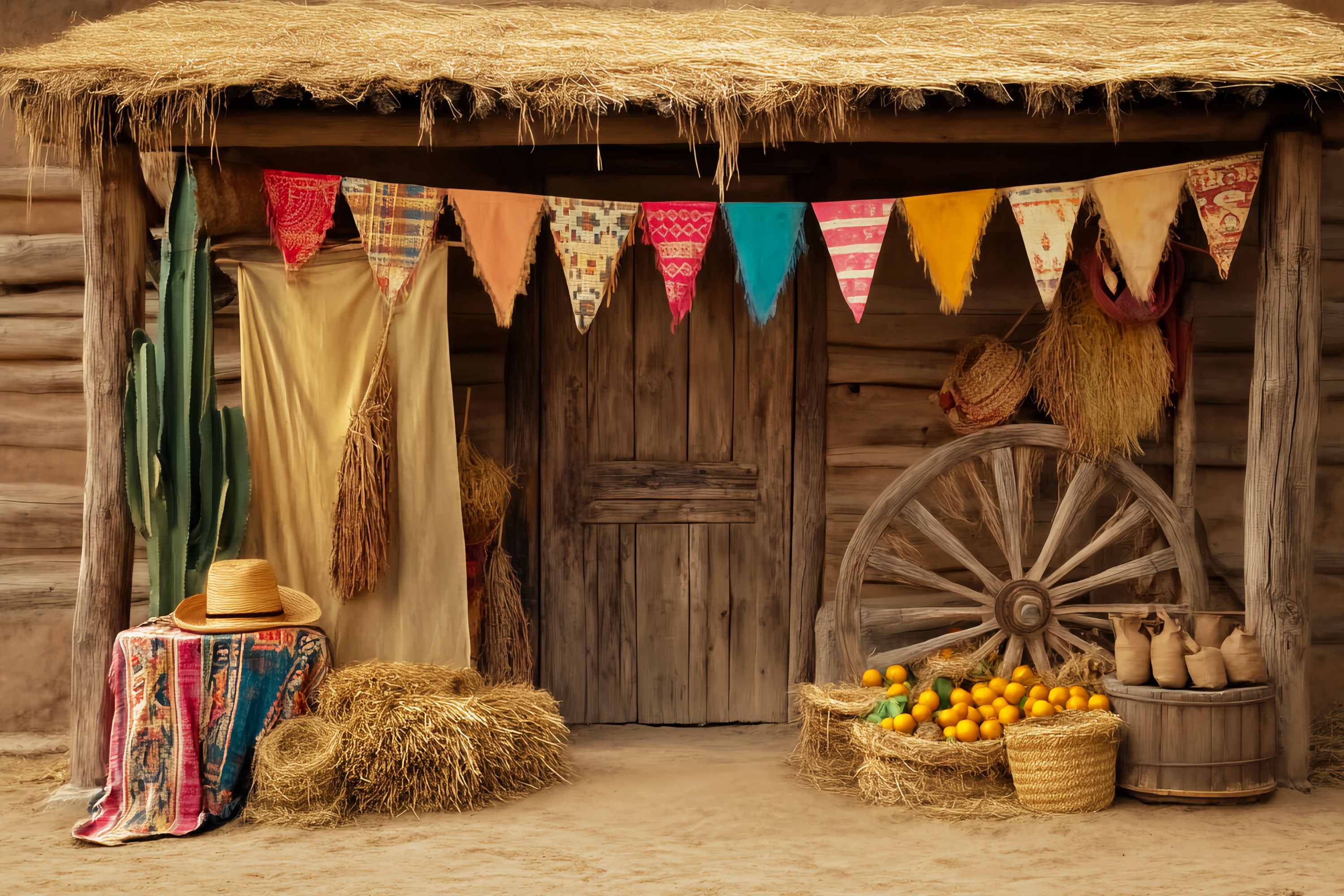 Autumn Photo Backdrop Harvest Shack with Pumpkins Western Backdrop LXX58-205