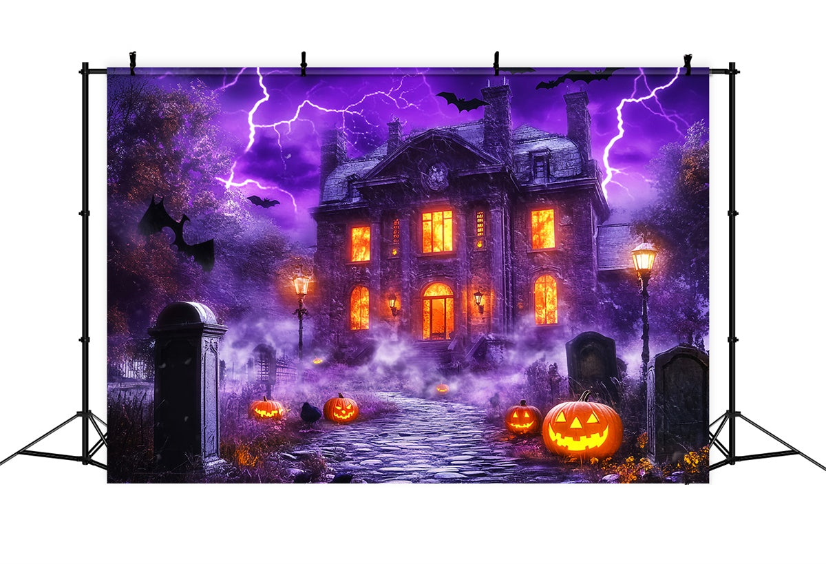 Haunted House Backdrop Haunted Lightning Manor Backdrop LXX58-21