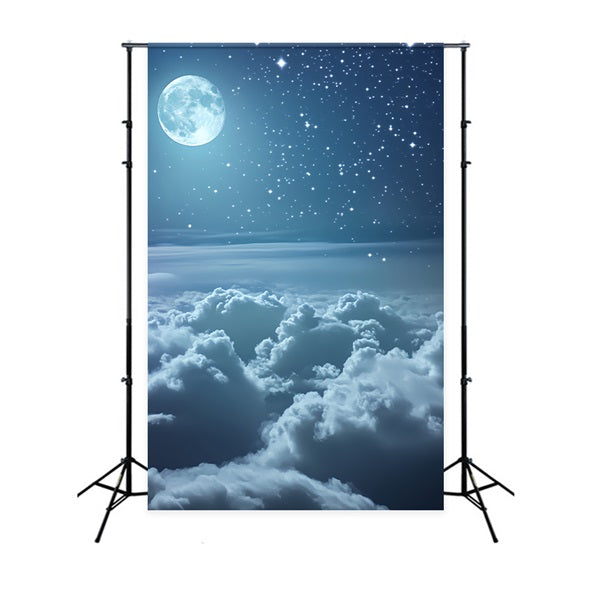 Winter Sky Backdrop Moonlit Starry Cloud Sky Winter Photography Backdrops LXX58-220