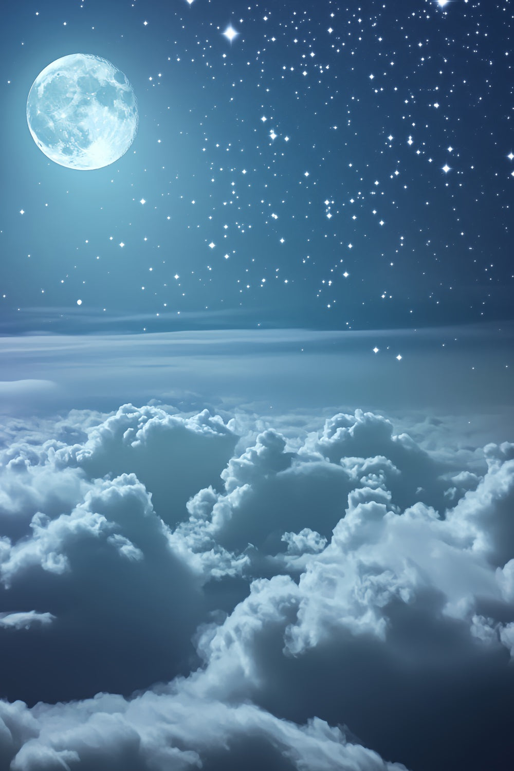 Winter Sky Backdrop Moonlit Starry Cloud Sky Winter Photography Backdrops LXX58-220
