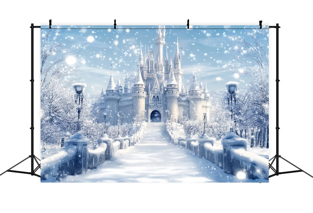Winter Wonderland Backdrop Frosted Castle Fantasy Glow Winter Scene Backdrop LXX58-225
