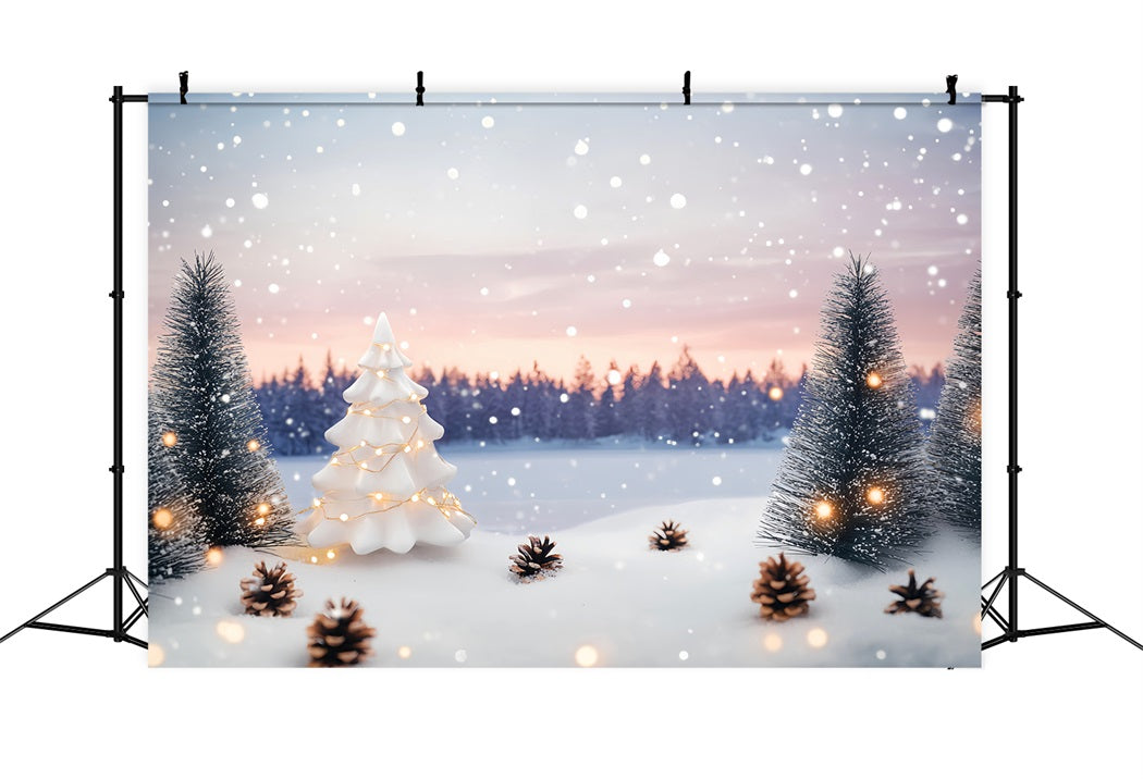 Winter Wonderland Backdrop Snowy Pines Ceramic Tree Winter Backdrop LXX58-230