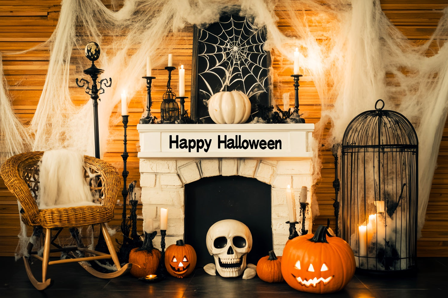 Halloween Backdrop Ideas Spooky Cobweb Mantel Backdrop LXX58-25