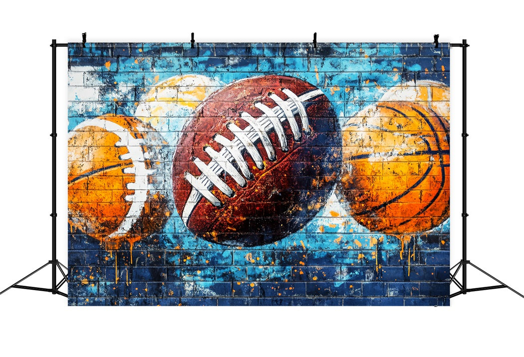 Sports Graffiti Wall Sports Ball Spray Colors Graffiti Photo Backdrop LXX58-252