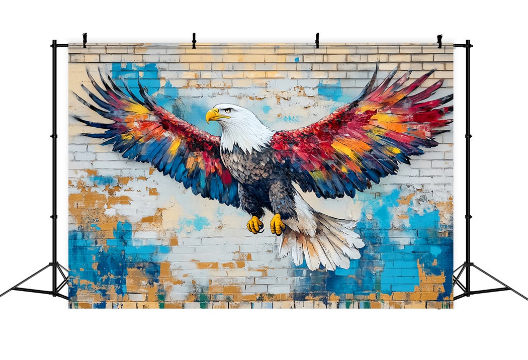 Graffiti Wall Flying Eagle Painted Feathers Graffiti Photo Backdrop LXX58-258