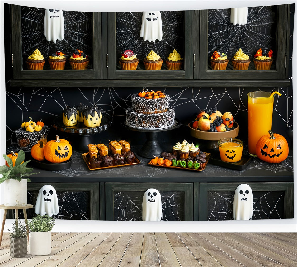 Halloween Photo Backdrop Creepy Cupcake Feast Backdrop LXX58-26