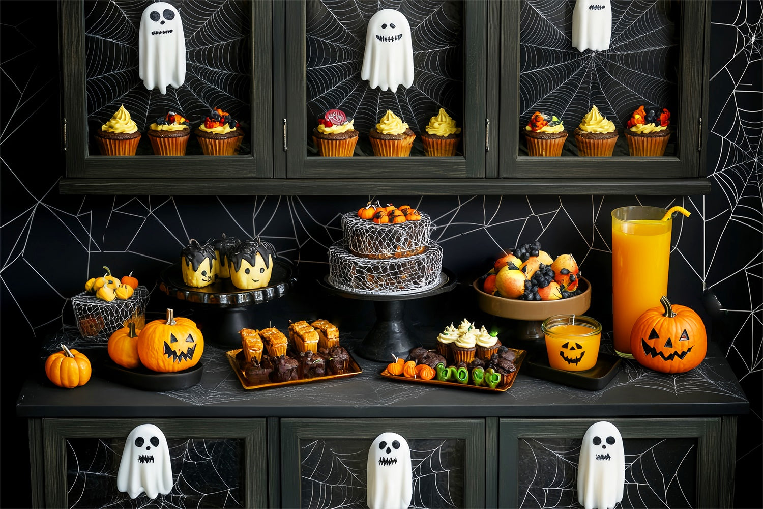 Halloween Photo Backdrop Creepy Cupcake Feast Backdrop LXX58-26