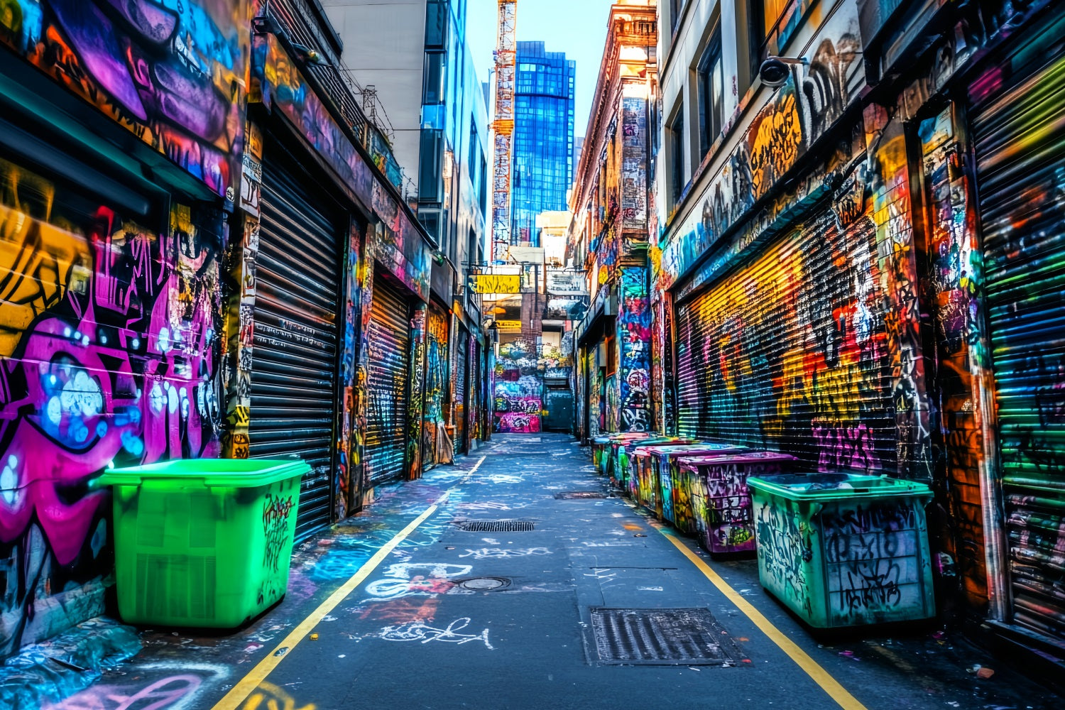 Graffiti Artwork Colorful Alleyway Graffiti Walls Graffiti Backdrops LXX58-261
