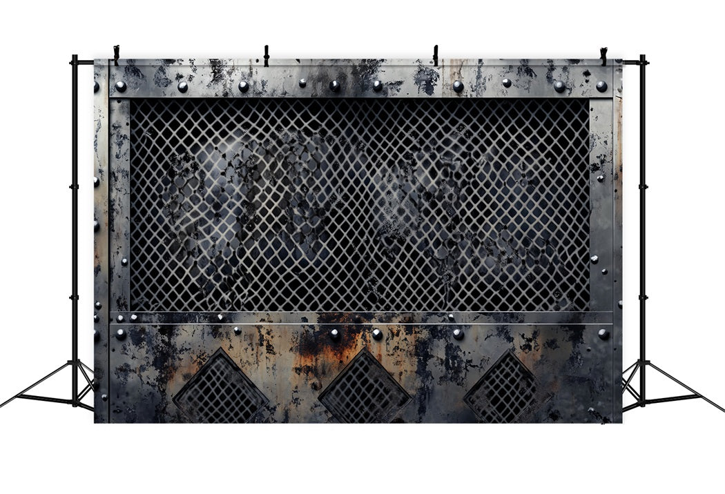Black Whiter Graffiti Wall Graffiti Rusty Steel Grunge Grid Graffiti Backdrop LXX58-266