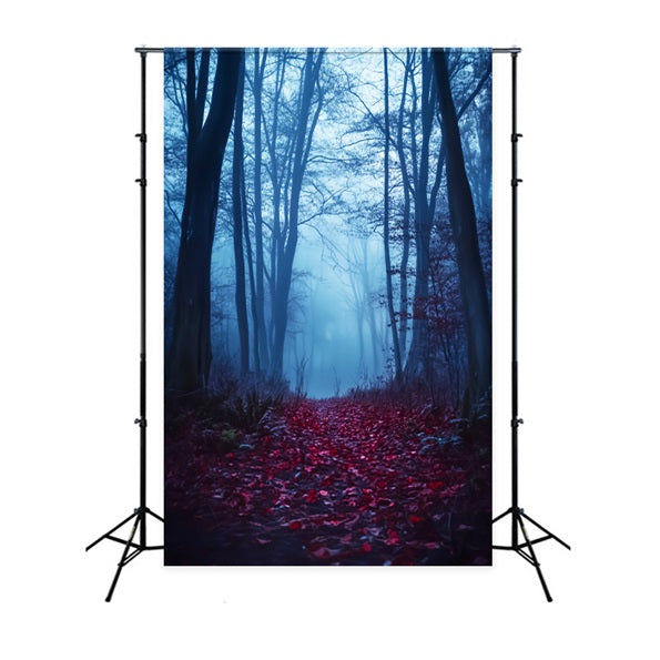 Spooky Forest Crimson Path Foggy Woods Forest Backdrop LXX58-271