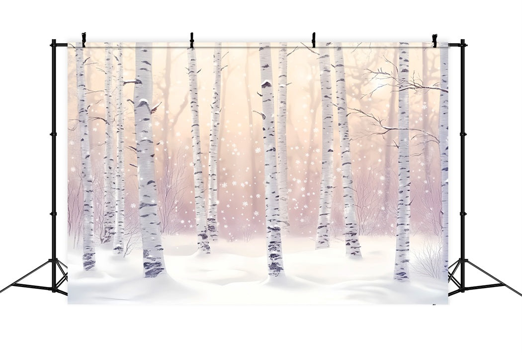 Winter Snowy Forest Snowy Birch Winter Glow Forest Backdrops LXX58-277