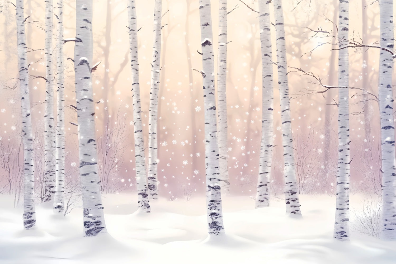 Winter Snowy Forest Snowy Birch Winter Glow Forest Backdrops LXX58-277