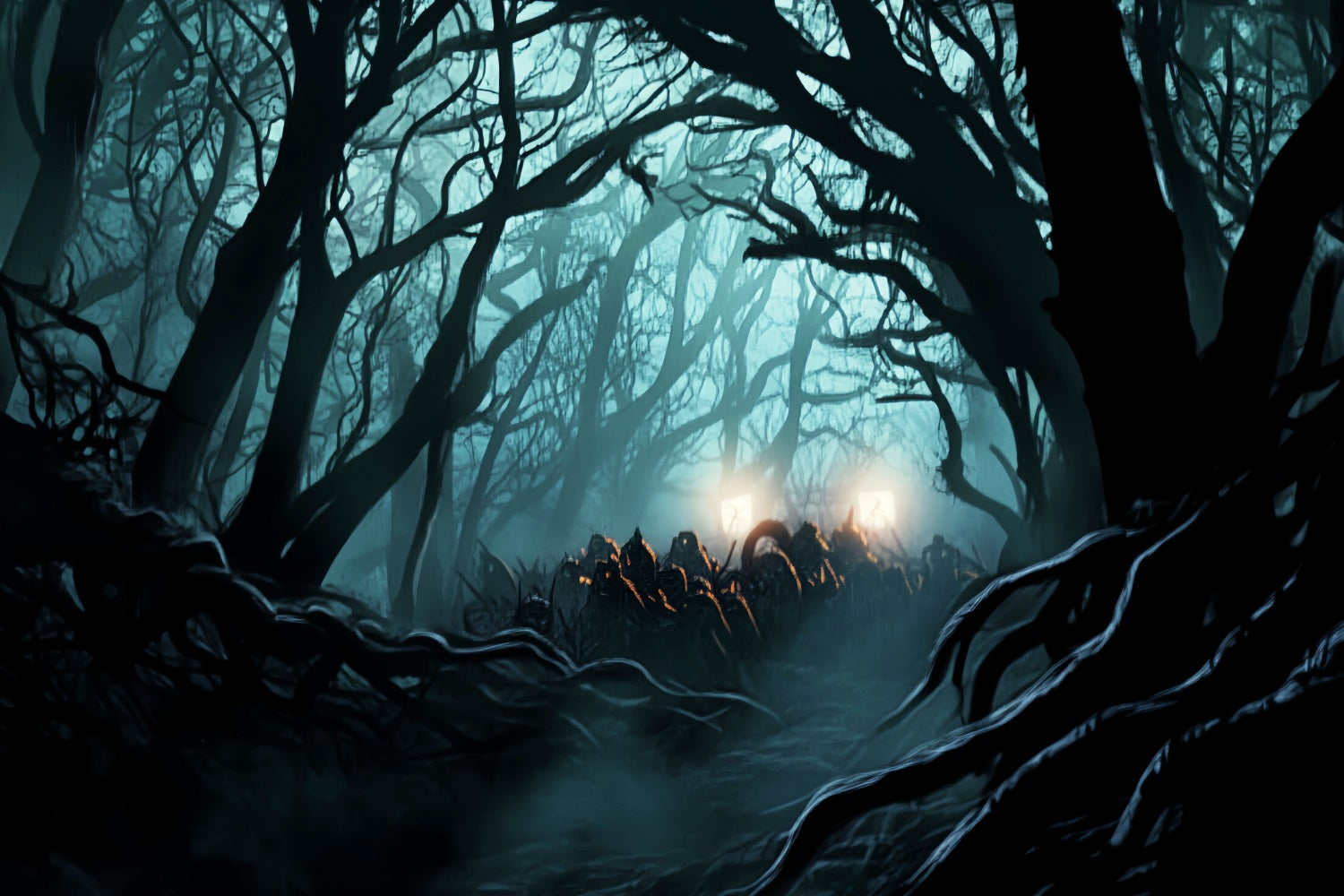 Dark Haunted Forest Haunted Dark Forest Glow Spooky Forest Backdrop LXX58-279