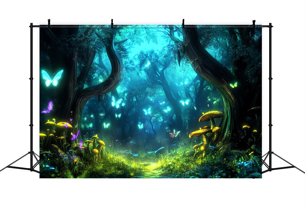 Magical Fairy Forest Glowing Butterfly Enchanted Woods Forest Backdrop Ideas LXX58-285