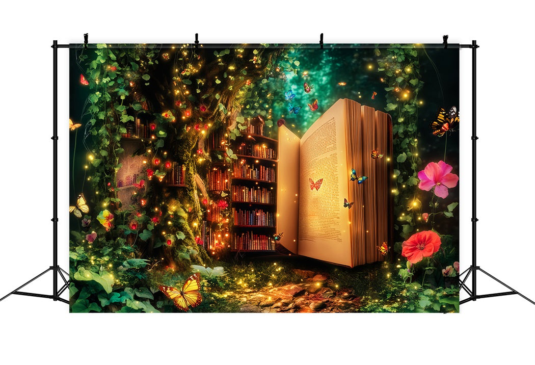 Enchanted Forest Magic Library Tree Bookshelf Photography Forest Backdrop LXX58-286