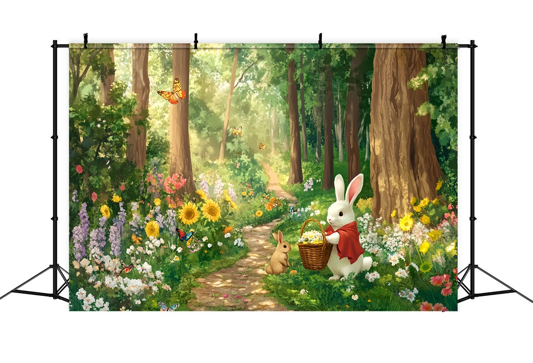 Magical Forest Sunflower Meadow Bunny Gathering Enchanted Forest Backdrop LXX58-287