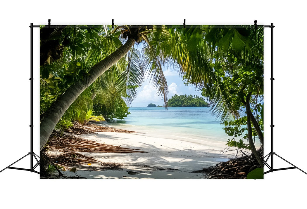 Rainforest Tropical Palm Island Shore Forest Photo Backdrop LXX58-290