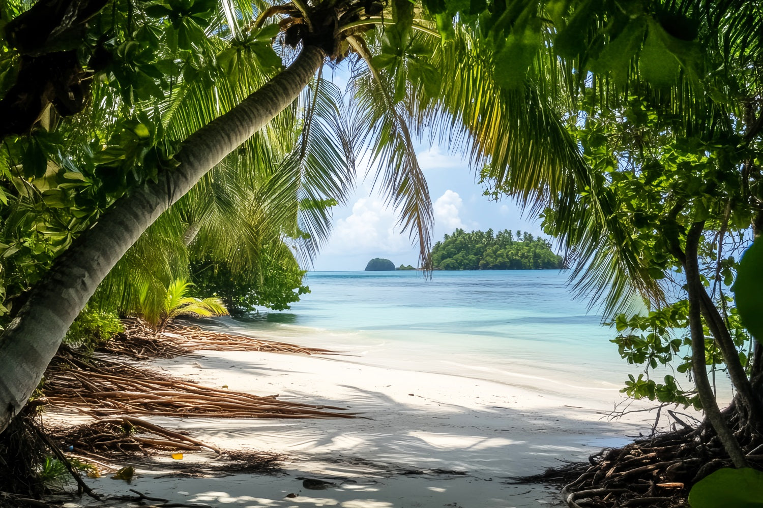 Rainforest Tropical Palm Island Shore Forest Photo Backdrop LXX58-290