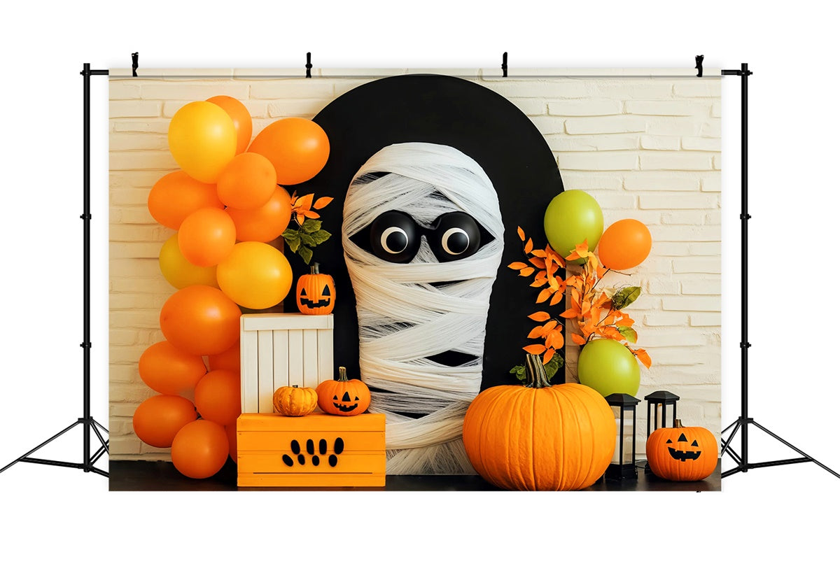 Halloween Photo Backdrop Mummy Balloon Bash Backdrop LXX58-3