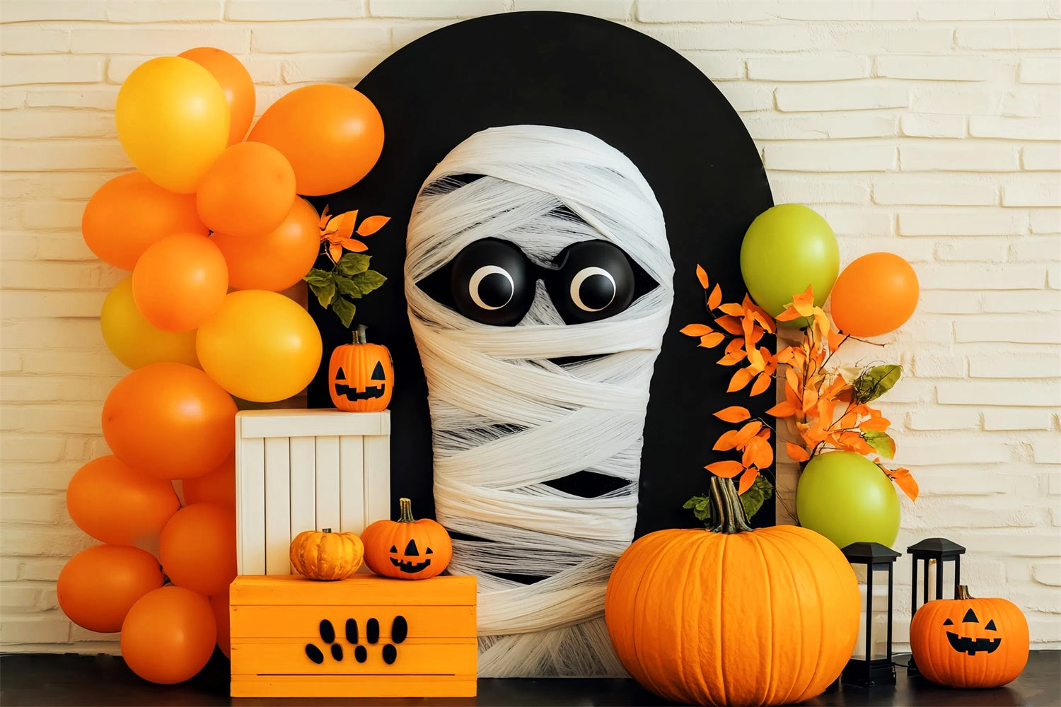 Halloween Photo Backdrop Mummy Balloon Bash Backdrop LXX58-3