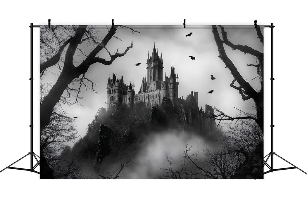 Night Forest Gothic Haunted Castle Mist Haunted Forest Backdrop LXX58-301