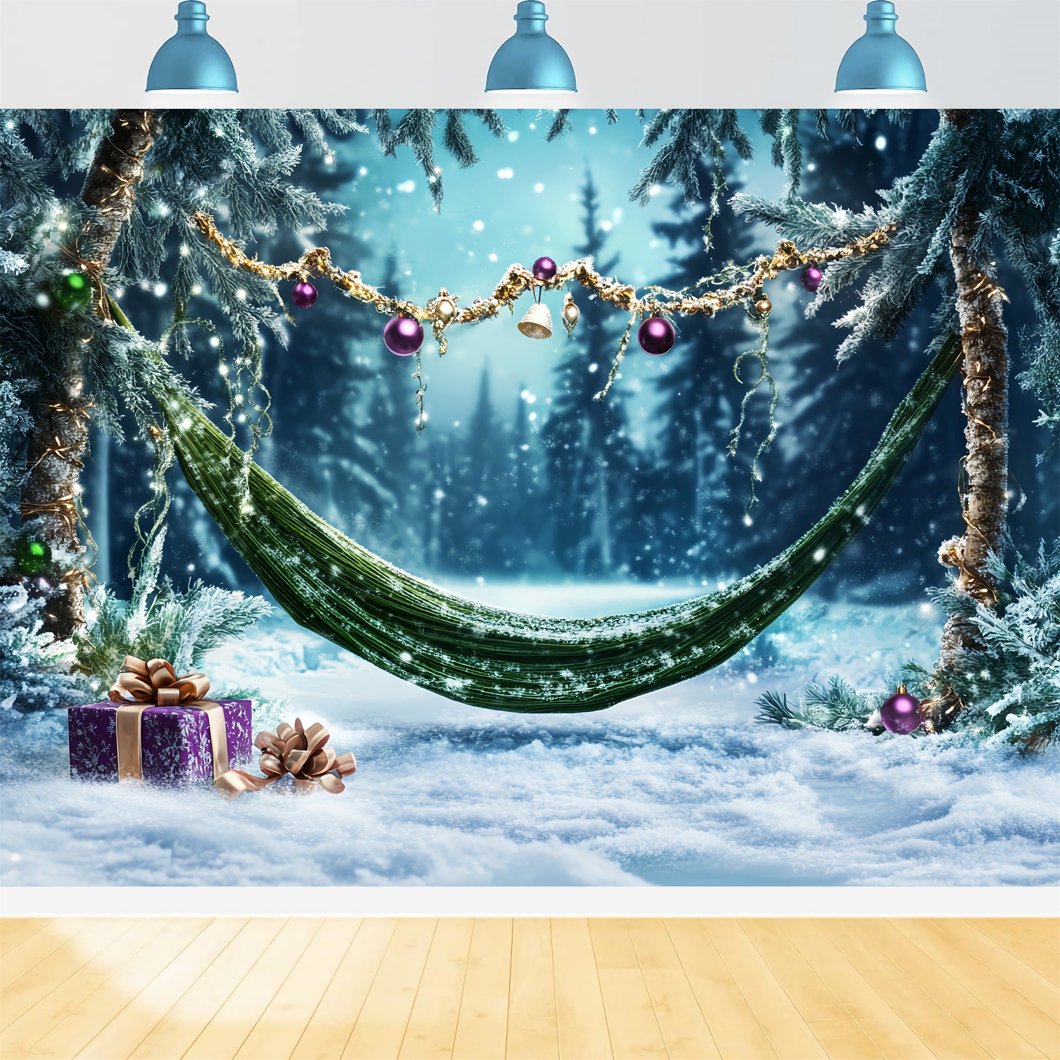 Pine Christmas Forest Winter Hammock Gift Ornaments Forest Backdrop LXX58-311