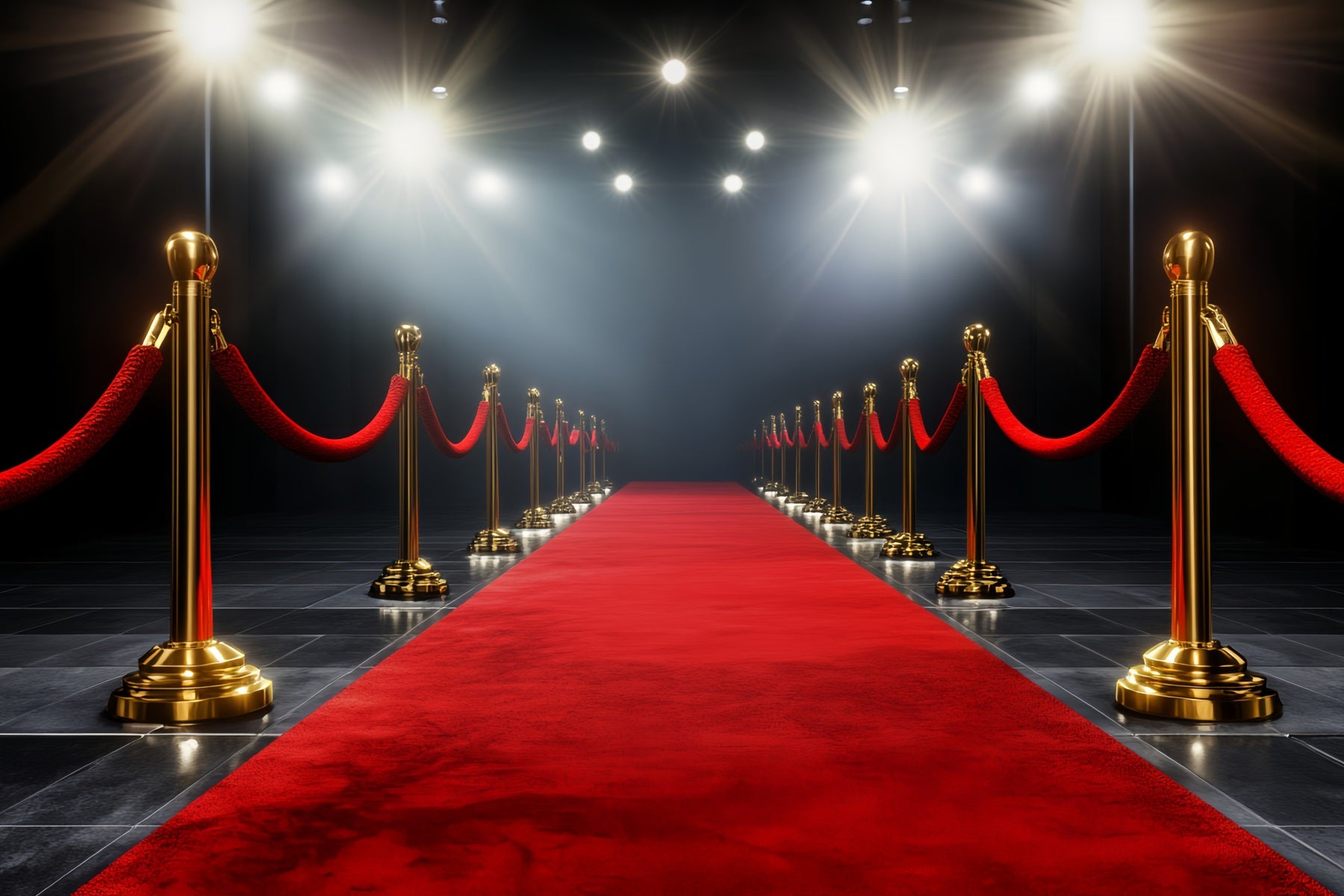 Hollywood Backdrop Golden Aisle Spotlight Glamour Red Carpet Photo Backdrop LXX58-313