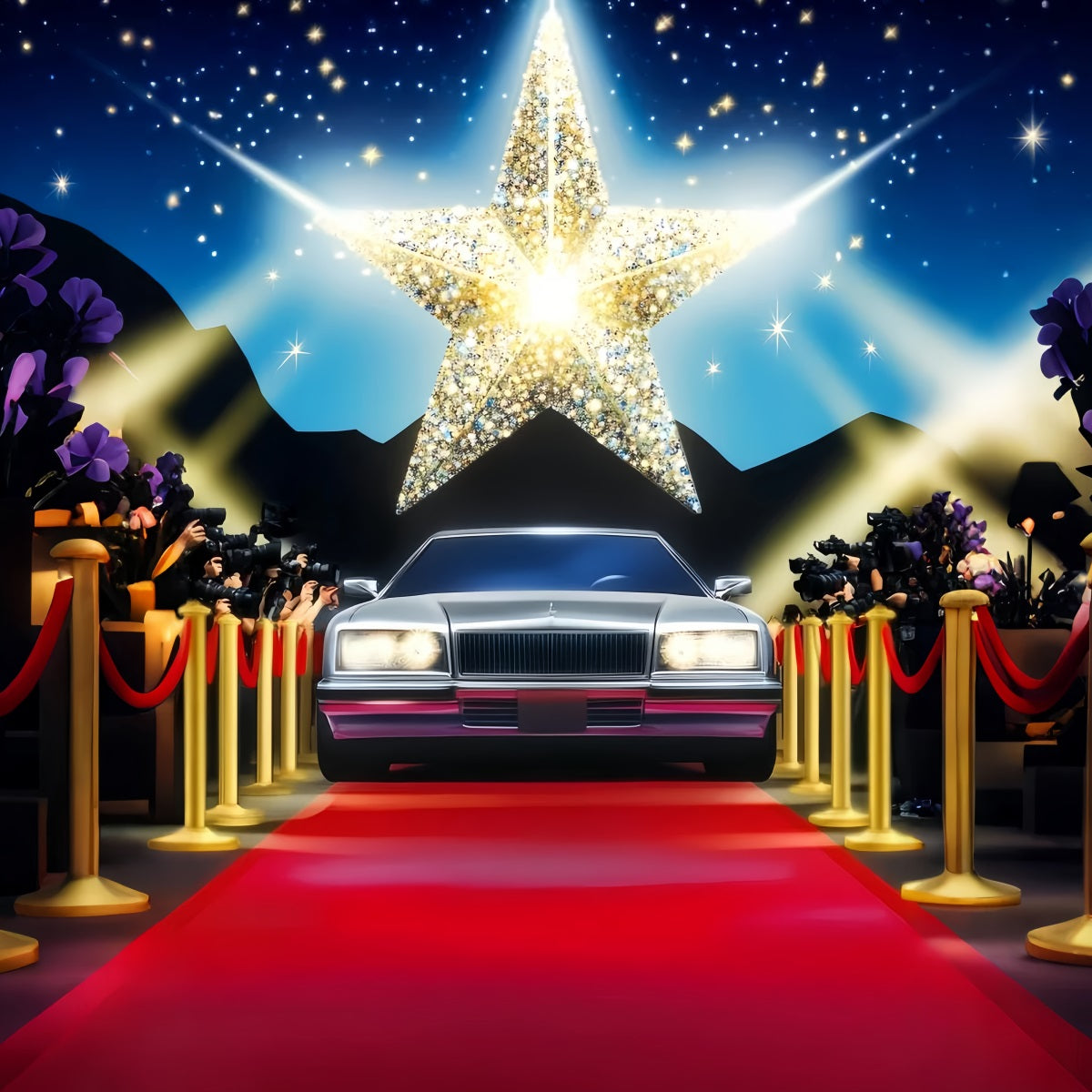 Oscar Red Carpet Backdrop Shining Star Paparazzi Arrival Stage Backdrop LXX58-318