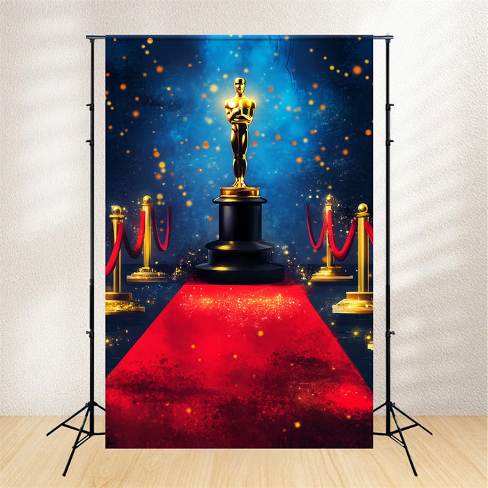 Oscar Backdrop Golden Award Spotlight Stage Red Carpet Photo Backdrop