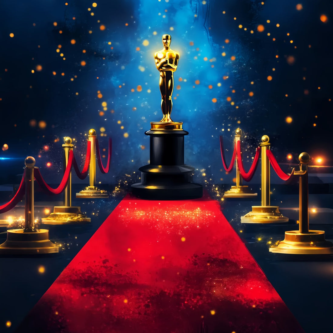 Oscar Backdrop Golden Award Spotlight Stage Red Carpet Photo Backdrop