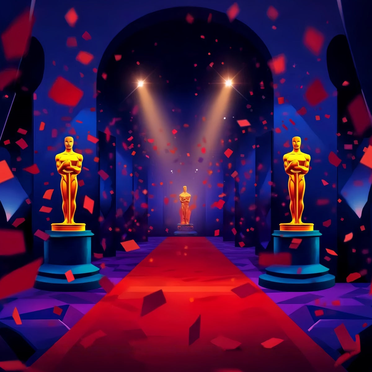 Oscar Red Carpet Backdrop Confetti Celebration Award Night Stage Backdrop LXX58-321