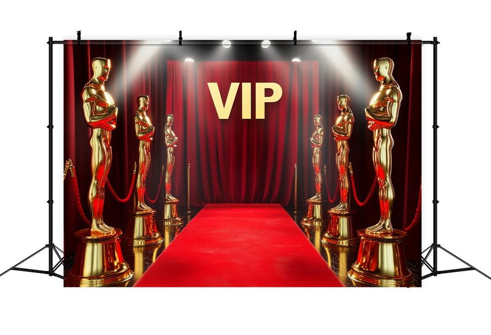 Oscar Red Carpet Backdrop VIP Golden Statue Entrance Stage Backdrop LX