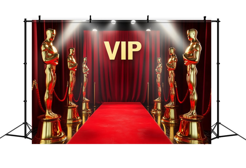 Oscar Red Carpet Backdrop VIP Golden Statue Entrance Stage Backdrop LXX58-322