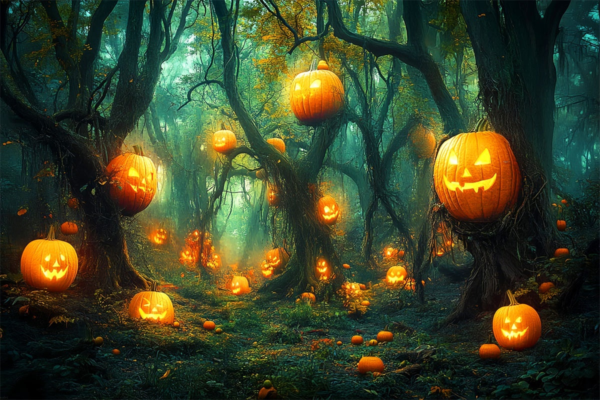 Halloween Backdrop Enchanted Pumpkin Forest Backdrop LXX58-33