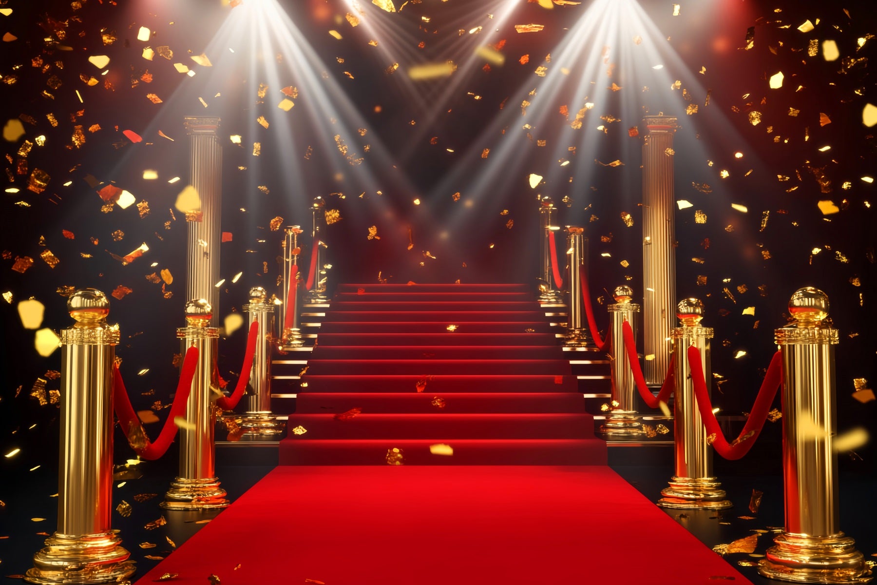 Red Carpet Backdrop Golden Column Glittering Stairway Stage Backdrop LXX58-331