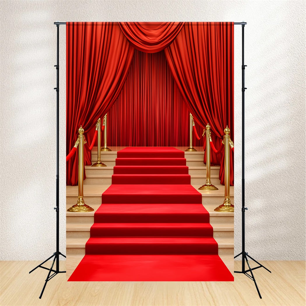 Red Carpet Backdrop Draped Curtain Elegant Entrance Broadway Stage Backdrops LXX58-333