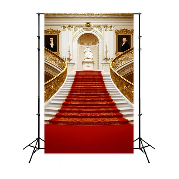 Red Carpet Backdrop Classic Regal Statue Staircase Stage Backdrop LXX58-335