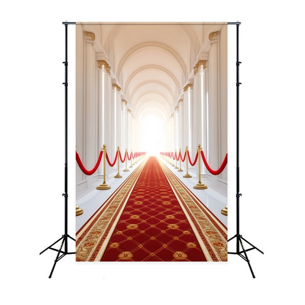 Red Carpet Backdrop Royal Arched Hallway Columns Red Carpet Photo Backdrop LXX58-337