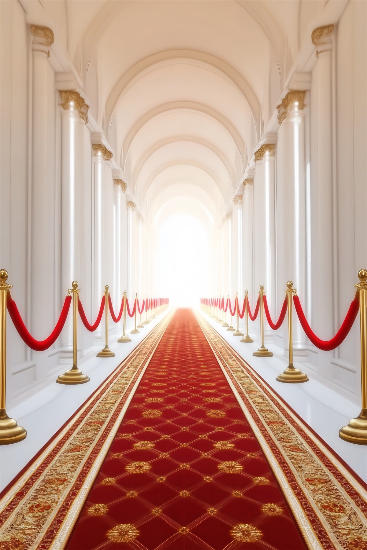 Red Carpet Backdrop Royal Arched Hallway Columns Red Carpet Photo Backdrop LXX58-337