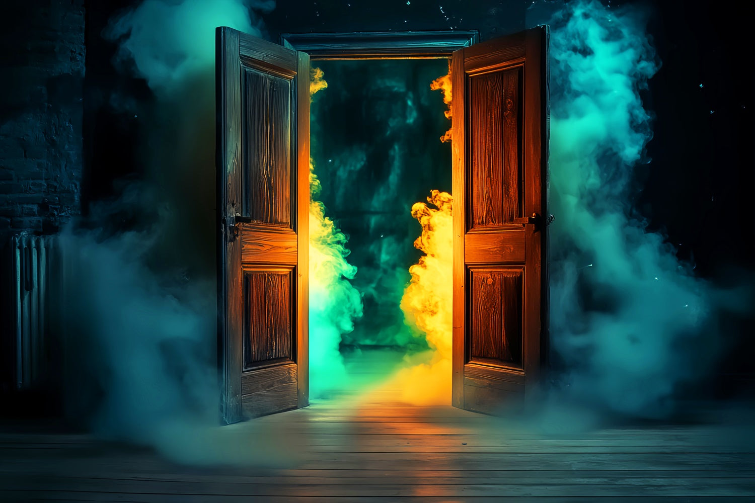 Garage Door Halloween Backdrop Spooky Door Glow Backdrop LXX58-34
